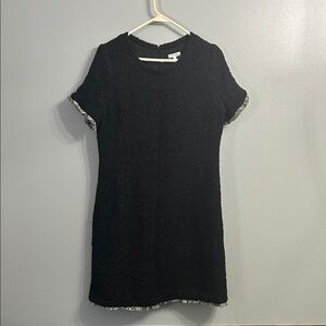Tyler Boe Black Textured Tweed Fringe Detailed Dress SZ 6